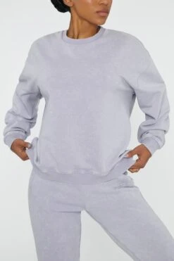 Oversized Sweatshirt In Lilac -Core Fit Shop BT0565 1 Recovery Lilac Acid Wash Oversized Sweatshirt