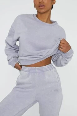 Oversized Sweatshirt In Lilac -Core Fit Shop BT0565 2 Recovery Lilac Acid Wash Oversized Sweatshirt