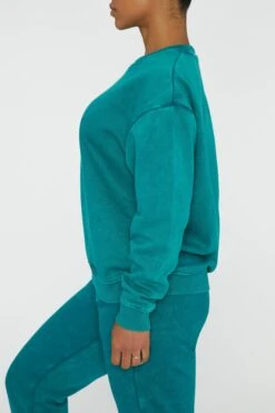 Oversized Sweatshirt In Teal -Core Fit Shop BT0565 2 Recovery Teal Acid Wash Oversized Sweatshirt