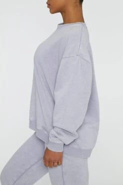 Oversized Sweatshirt In Lilac -Core Fit Shop BT0565 3 Recovery Lilac Acid Wash Oversized Sweatshirt