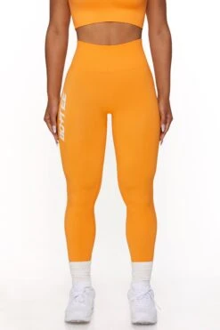 Full Length Seamless Leggings In Orange -Core Fit Shop BT0568 1 Orange Leggings 2