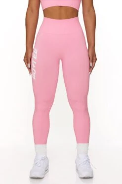 Full Length Seamless Leggings In Pink -Core Fit Shop BT0568 1 Pink Leggings 2
