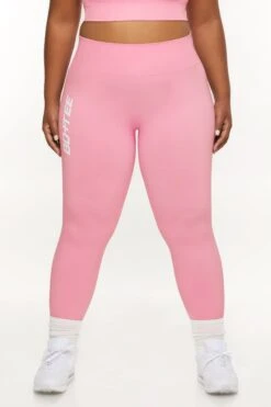 Full Length Seamless Leggings In Pink -Core Fit Shop BT0568 1 Pink Leggings 3