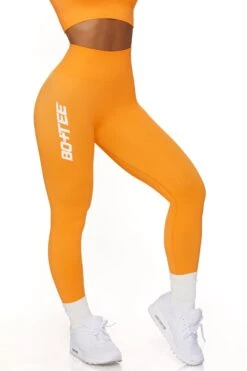 Full Length Seamless Leggings In Orange -Core Fit Shop BT0568 2 Orange Leggings 2