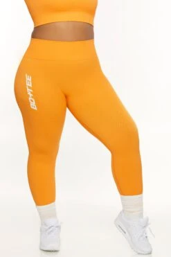 Full Length Seamless Leggings In Orange -Core Fit Shop BT0568 2 Orange Leggings 3