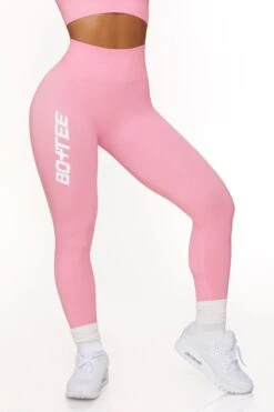 Full Length Seamless Leggings In Pink -Core Fit Shop BT0568 2 Pink Leggings 2