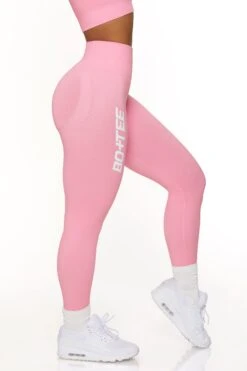 Full Length Seamless Leggings In Pink -Core Fit Shop BT0568 3 Pink Leggings 2