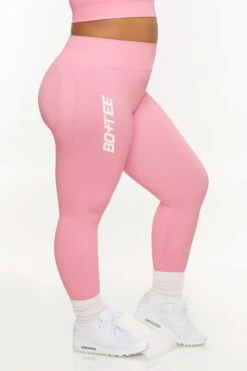 Full Length Seamless Leggings In Pink -Core Fit Shop BT0568 3 Pink Leggings 3