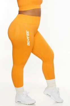 Full Length Seamless Leggings In Orange -Core Fit Shop BT0568 4 Orange Leggings 3