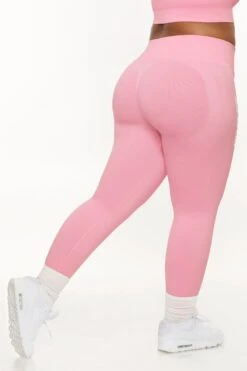 Full Length Seamless Leggings In Pink -Core Fit Shop BT0568 5 Pink Leggings 3
