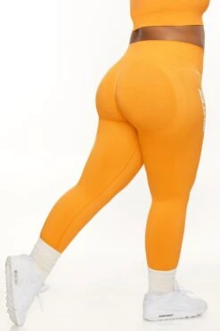 Full Length Seamless Leggings In Orange -Core Fit Shop BT0568 6 Orange Leggings 4