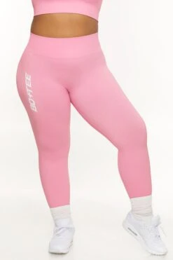 Full Length Seamless Leggings In Pink -Core Fit Shop BT0568 6 Pink Leggings 3