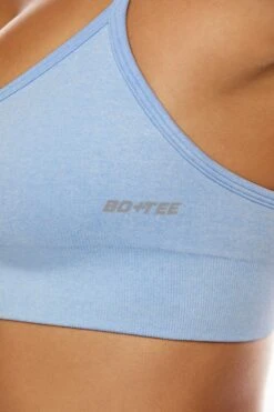 Scoop Neck Multi Strap Sports Bra In Blue -Core Fit Shop BT0570 2 Perseverance Blue Scoop Neck Back Detail Sports Bra