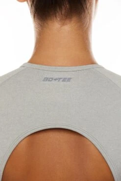Seamless Backless Crop Top In Grey -Core Fit Shop BT0571 2 Tenacity Grey Backless Crop Top