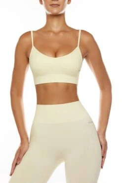 Seamless Scoop Neck Sports Bra In Ivory 15 Seamless Scoop Neck Sports Bra In Ivory -Core Fit Shop BT0574 2 Determination Ivory Scoop Neck Sports Bra