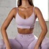 Seamless Scoop Neck Sports Bra In Lilac -Core Fit Shop BT0574 7 Determination Lilac Scoop Neck Sports Bra