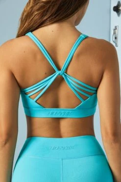 Twisted Multi Strap Sports Bra In Blue -Core Fit Shop BT0579 2 Blue Sports Bra