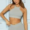 Racer Cut Out Crop Top In Grey -Core Fit Shop BT0580 2 Grey Racer Front Crop Topcopy