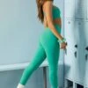 Full Length Leggings In Green -Core Fit Shop BT0585 6 Driven Green Leggingscopy2
