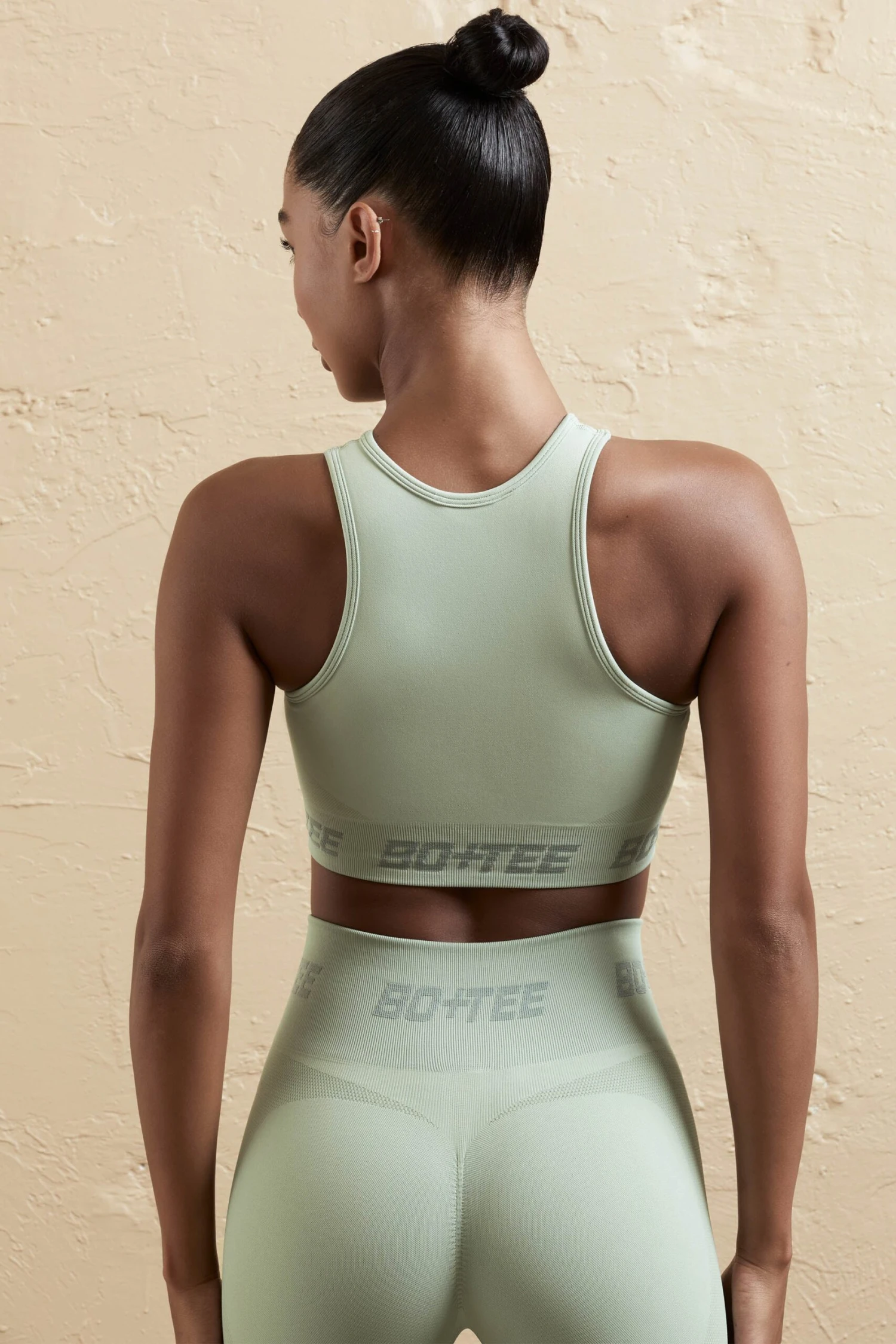 Seamless Racerback Crop Top In Sage 4 Seamless Racerback Crop Top In Sage - Image 2