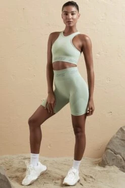 Seamless High Waist Biker Shorts In Sage