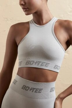 Seamless Racerback Crop Top In Silver