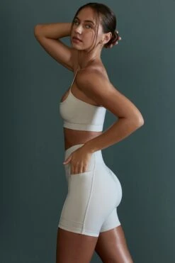 Asymmetric Neckline Sports Bra In Grey -Core Fit Shop BT0600 BT0607 5 Enhance Robust Grey Cross Over Sports Bra Cycling Shorts