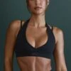Plunge Neck Wrap Over Sports Bra In Black