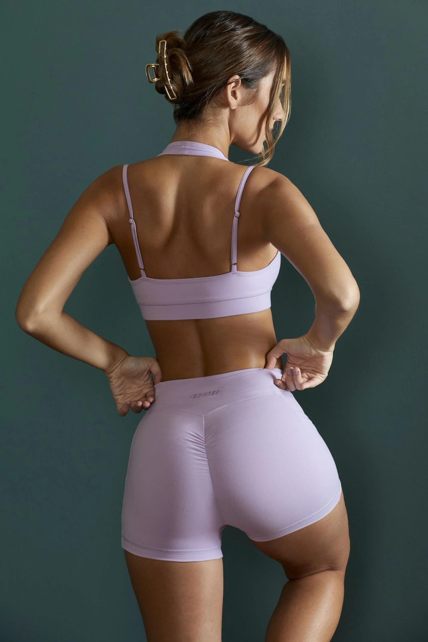 Plunge Neck Wrap Over Sports Bra In Lilac 4 Plunge Neck Wrap Over Sports Bra In Lilac - Image 2