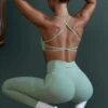 Scoop Neck Open Back Sports Bra In Sage -Core Fit Shop BT0605 BT0604 12 Sage Full Length Leggings Scoop Sports Bra f9ae5030 21dd 42dd 8a06 be5559ebbe53