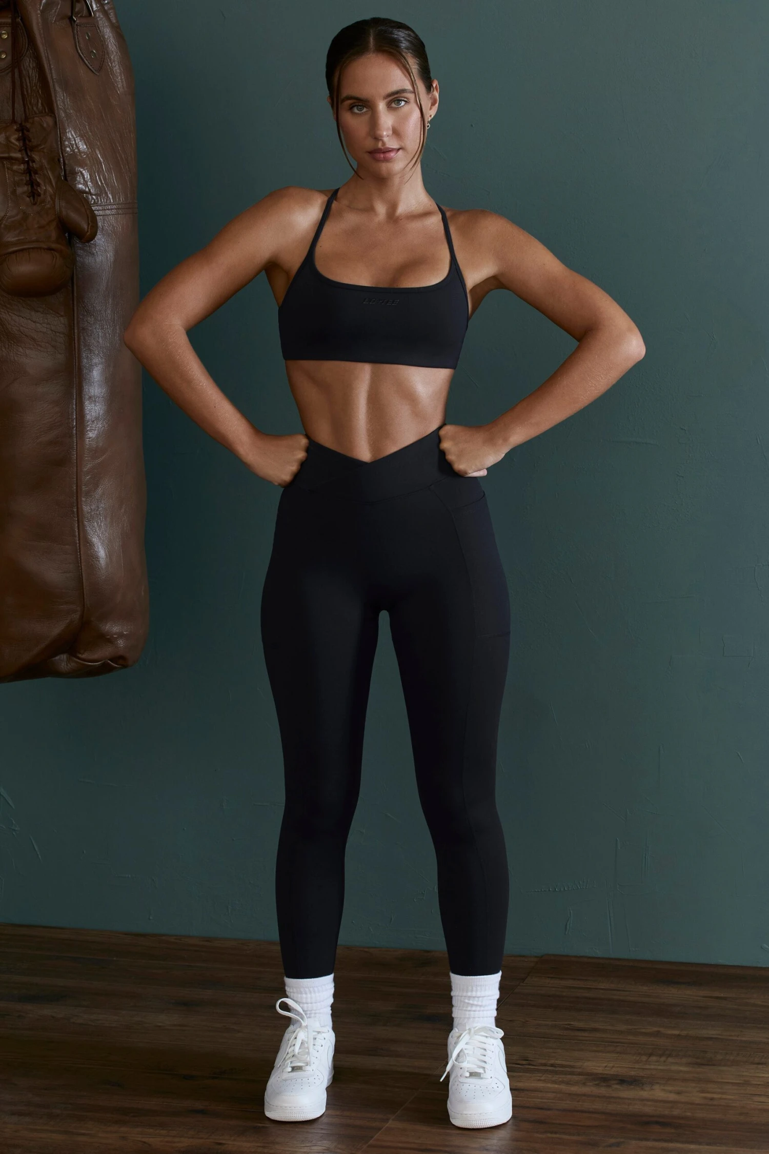 High Waist Wrap Over Leggings In Black 7 High Waist Wrap Over Leggings In Black - Image 5
