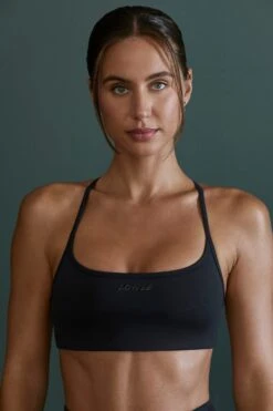 Scoop Neck Open Back Sports Bra In Black -Core Fit Shop BT0605 BT0604 3 Black Full Lenght Leggings Scoop Sport Bra