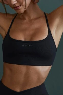 Scoop Neck Open Back Sports Bra In Black -Core Fit Shop BT0605 BT0604 5 Black Full Lenght Leggings Scoop Sport Bra