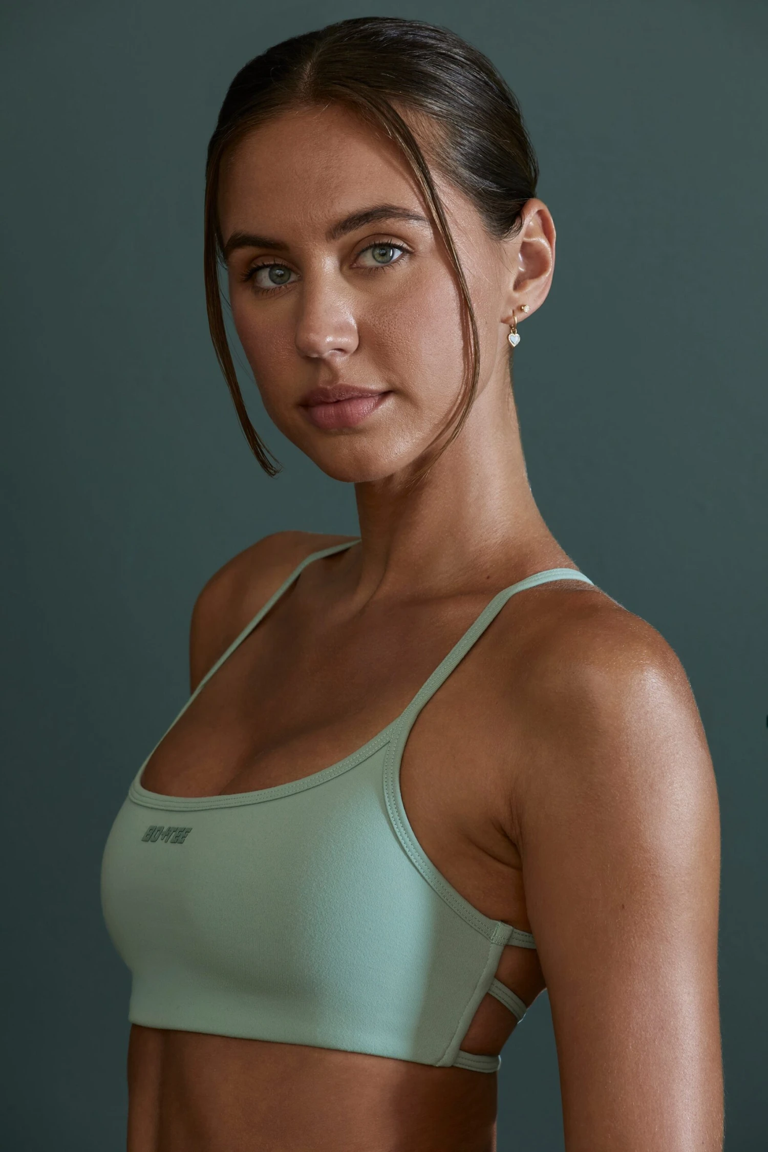 Scoop Neck Open Back Sports Bra In Sage 7 Scoop Neck Open Back Sports Bra In Sage - Image 6