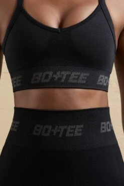 Cross Back Sports Bra In Black -Core Fit Shop BT0609 BT0594 3 Black Cross Back Sports Bra Mini Shorts