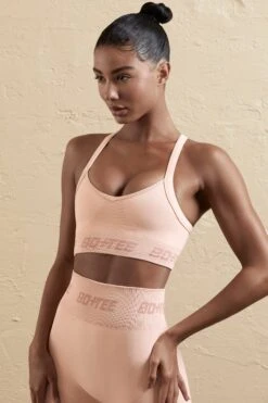 Cross Back Sports Bra In Blush