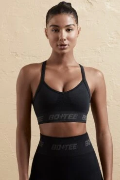 Cross Back Sports Bra In Black