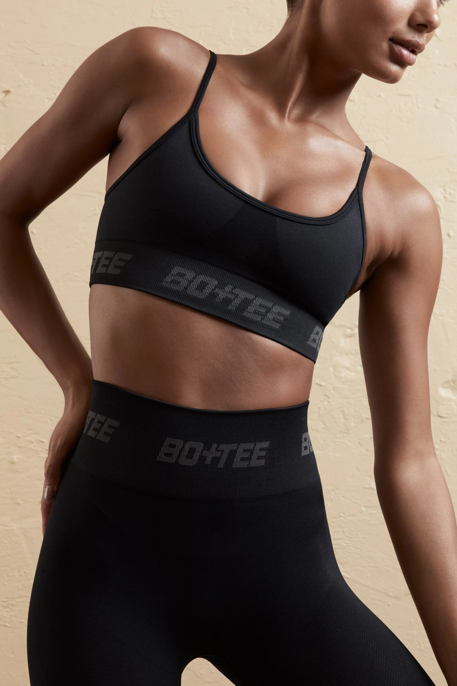 Curved Neckline Sports Bra In Black 6 Curved Neckline Sports Bra In Black - Image 4