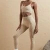 Seamless High Waist Leggings In Beige -Core Fit Shop BT0610 BT0591 3 Humus Brown Sports Bra Sports Leggings 8b3a556f 21bb 444f 8900 5d7292660096