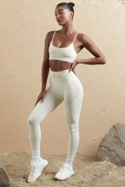 Seamless High Waist Leggings In Cream -Core Fit Shop BT0610 BT0591 3 White Sports Bra Leggings 19a26e59 1628 4c28 a402 b3c088cfecec