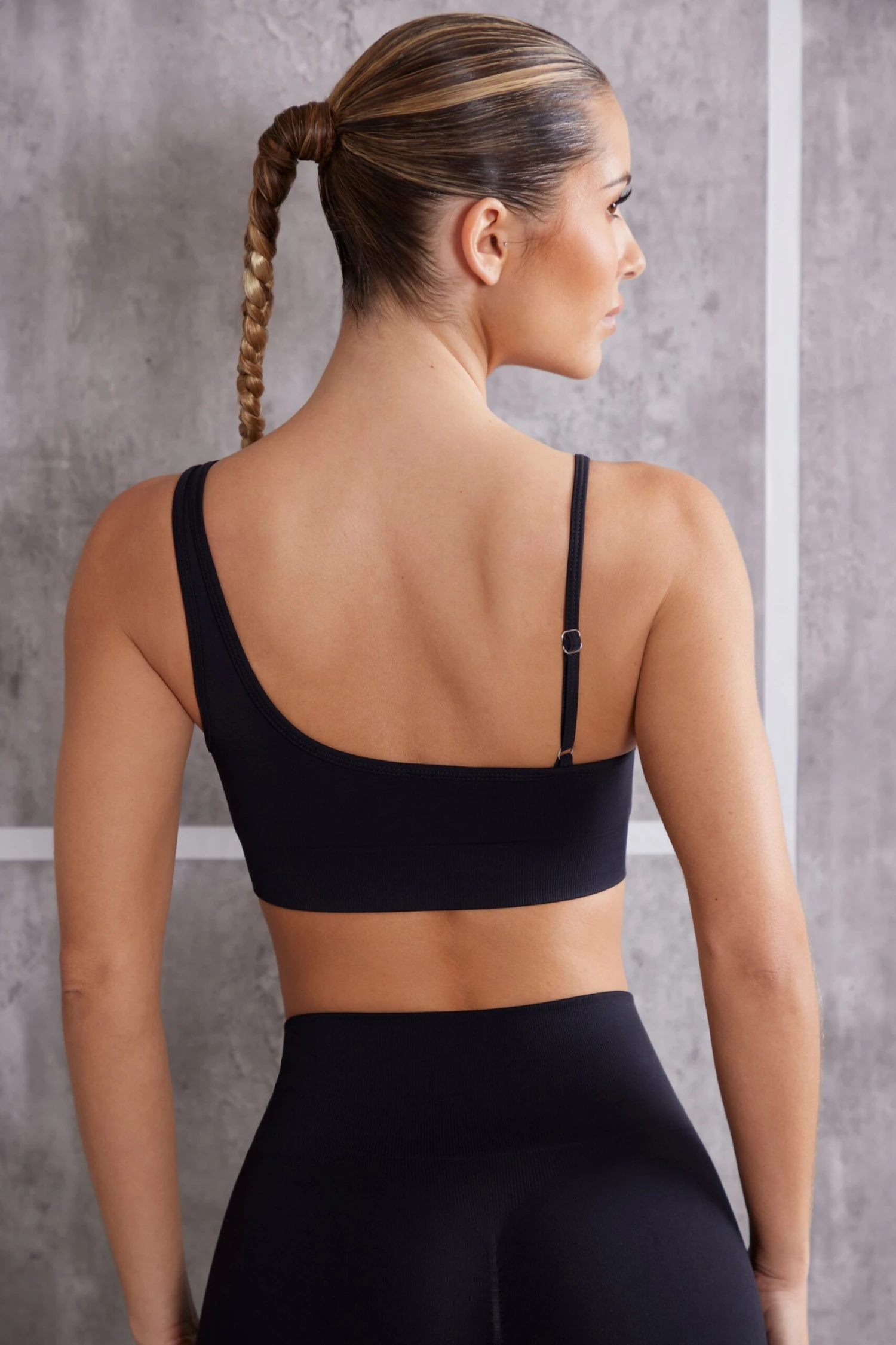 Asymmetric Sports Bra In Jet Black 4 Asymmetric Sports Bra In Jet Black - Image 2