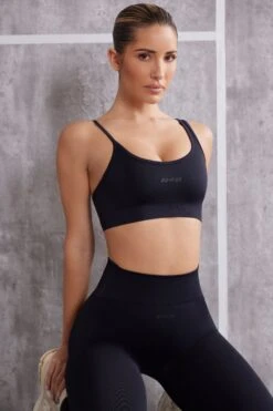 Asymmetric Sports Bra In Jet Black 13 Asymmetric Sports Bra In Jet Black -Core Fit Shop BT0614 4 Stretch Black Asymmetrical Sport Bra