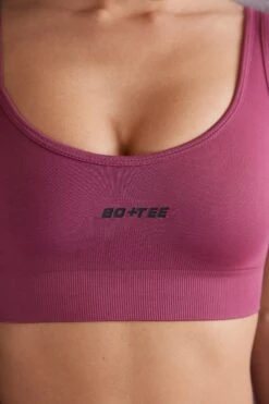 Asymmetric Sports Bra In Dark Rose -Core Fit Shop BT0614 7 Stretch Rose Asymmetrical Sport Bra