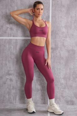 High Waist Seamless Leggings In Dark Rose