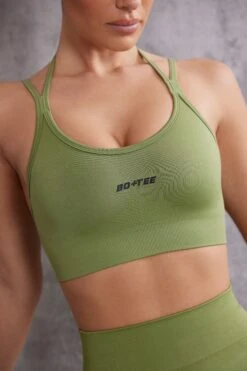 Scoop Neck Sports Bra In Olive 13 Scoop Neck Sports Bra In Olive -Core Fit Shop BT0615 BT0612 6 Aligned Olive Scoop Sport Bra Superset Full Length Leggings