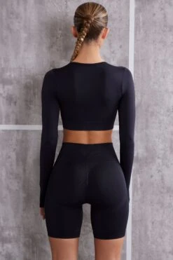 Biker Shorts In Jet Black -Core Fit Shop BT0616 BT0611 10 Black Full Sleeve Top Biker Shorts