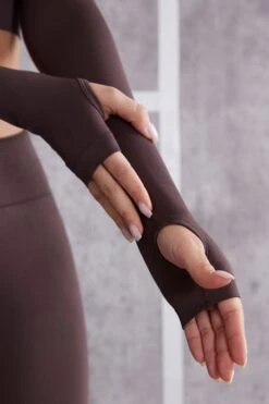 Long Sleeve Crop Top In Brown -Core Fit Shop BT0616 BT0611 12 Brown Full Sleeve Top Biker Shorts a09307d9 a150 459c 9cbd 547ab46c00dd