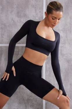 Biker Shorts In Jet Black -Core Fit Shop BT0616 BT0611 13 Black Full Sleeve Top Biker Shorts