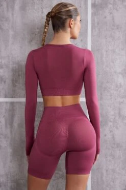 Biker Shorts In Dark Rose -Core Fit Shop BT0616 BT0611 3 Rose Long Sleeve Crop Top Cycling Shorts