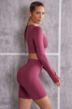 Biker Shorts In Dark Rose -Core Fit Shop BT0616 BT0611 5 Rose Long Sleeve Crop Top Cycling Shorts